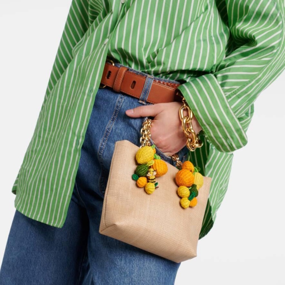 Aquazzura Citrus Punch Mini Embellished Raffia Tote - Neutral $1,295 - Picture 3 of 12